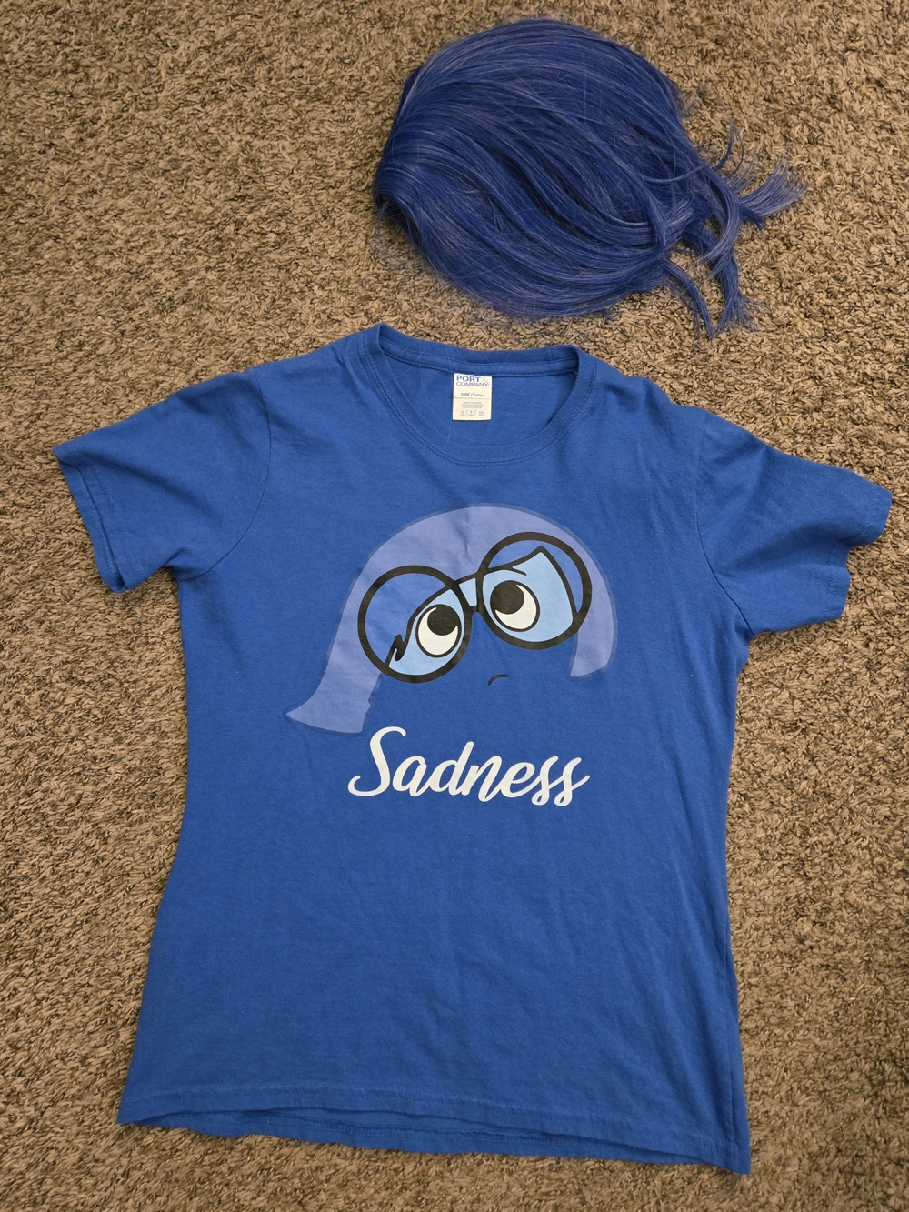 Sadness Graphic Tee in Royal Blue And Wig